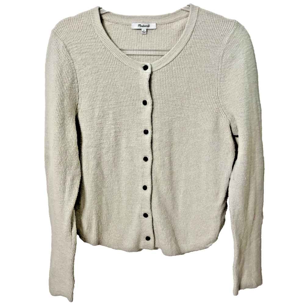 Madewell Womens Cardigan Sweater Long Sleeve Button Down Cream Colored Sz Large